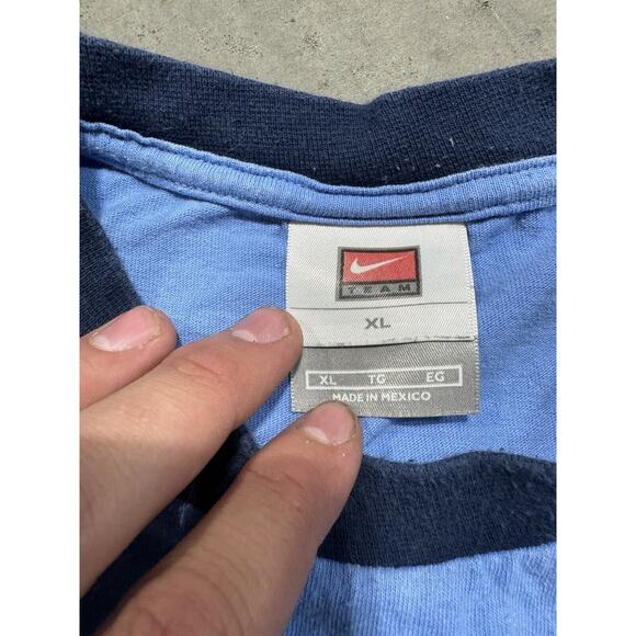 Vintage 80s Nike Team Ringer Blue Old Yankee mens Size XL - Picture 4 of 5